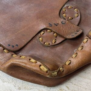 Vintage Leather tooled handbag satchel shoulder bag with JLC initials